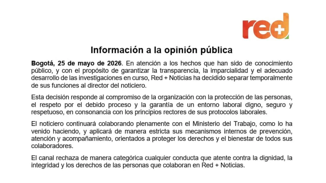 Comunicado Red+ Noticias