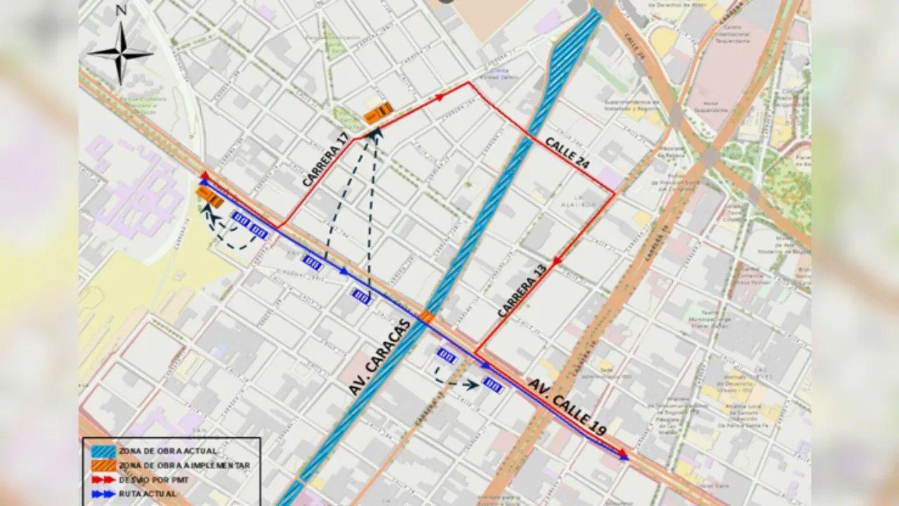 Desvíos SITP calle 19 con avenida Caracas