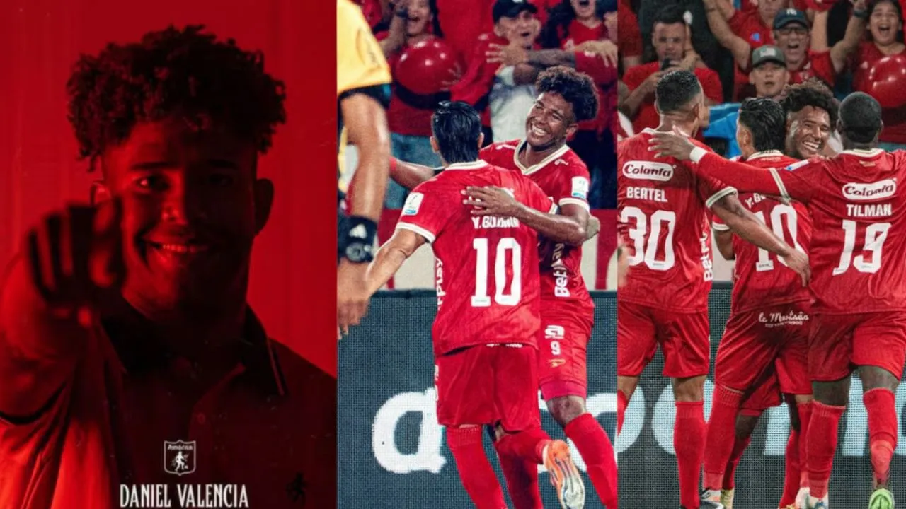 Así celebró Daniel Valencia su gol en el debut que ilusiona a América de Cali. Daniel Valencia debutó con gol y le dio a América un triunfo clave ante Santa Fe