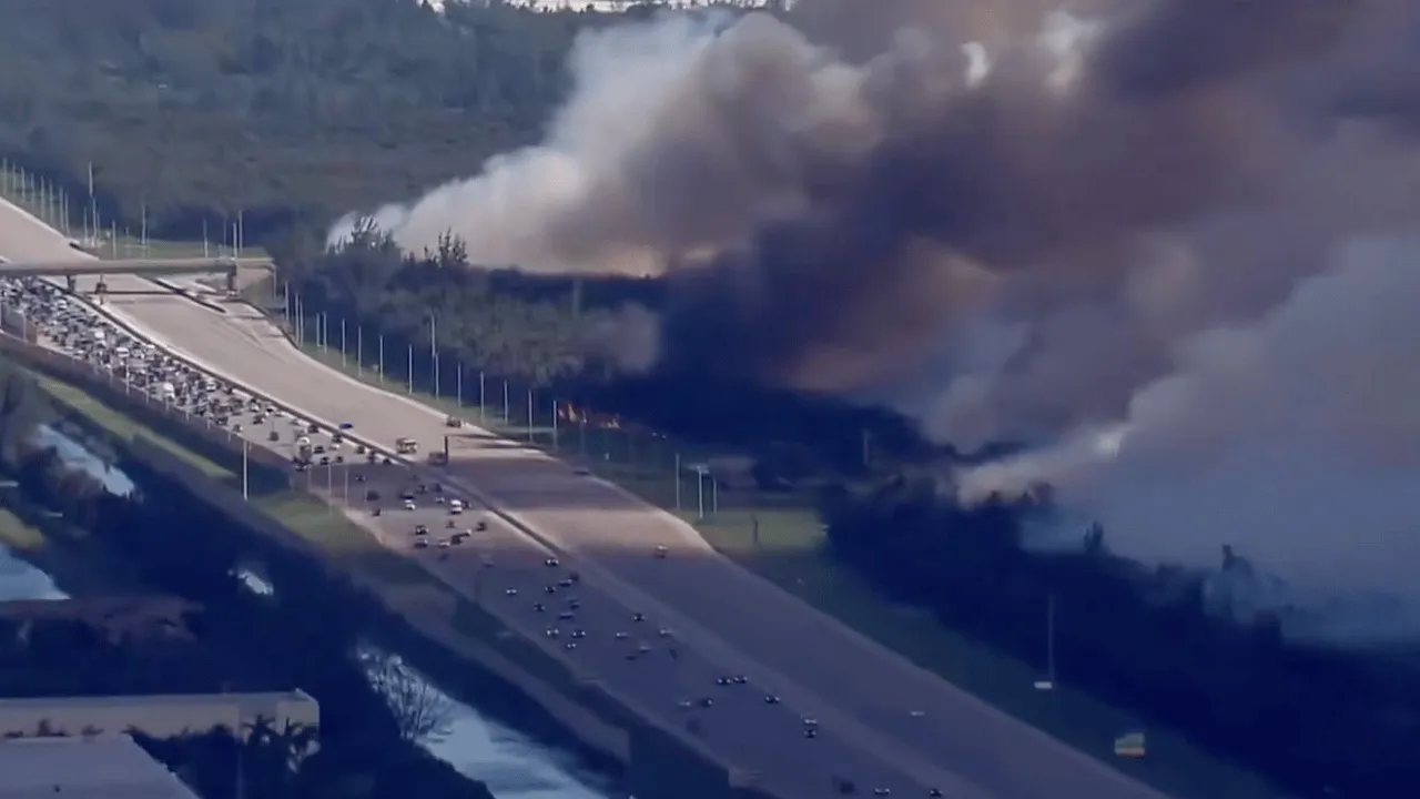 Así se ven los incendios forestales en el oeste de Miami-Dade, Florida. Miami, sede clave del Mundial 2026, sufre una megaemergencia: ¿Qué la causó?