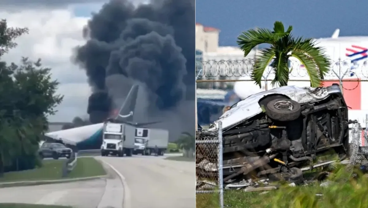 Así se vio el momento del accidente del avión de carga en Miami. Tragedia en Miami: cinco muertos tras accidente de avión de carga que se salió de pista