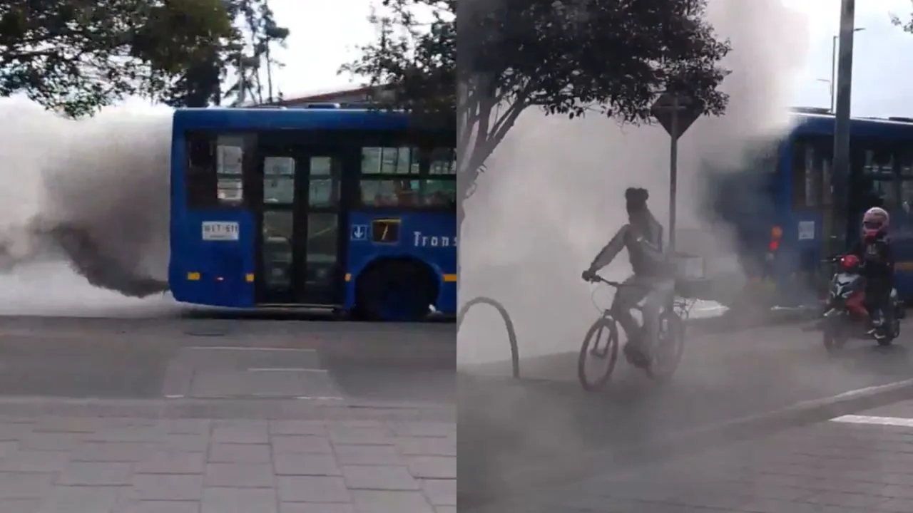 Columna de humo bus SITP Video | Bus del SITP dejó gigantesca nube de humo en Bogotá: ¿qué dijo TransMilenio?