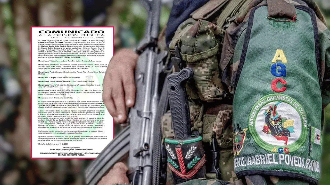 El Clan del Golfo anunció la suspensión del cobro del "impuesto de guerra" por tres meses. Clan del Golfo anunció que dejará de cobrar “impuestos” a los comerciantes en decenas de municipios