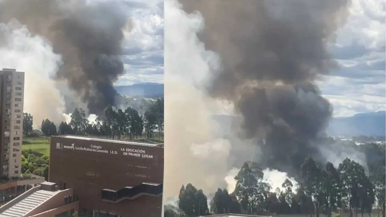 Emergencia por incendio en el humedal Jaboque. Incendio en el humedal Jaboque, cerca del parque La Florida, genera alarma en Bogotá