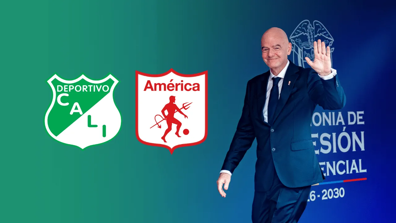 Infantino recibió las camisetas del Deportivo Cali y el América de Cali. Infantino recibió camisetas de dos grandes del fútbol colombiano antes de la posesión en Cali