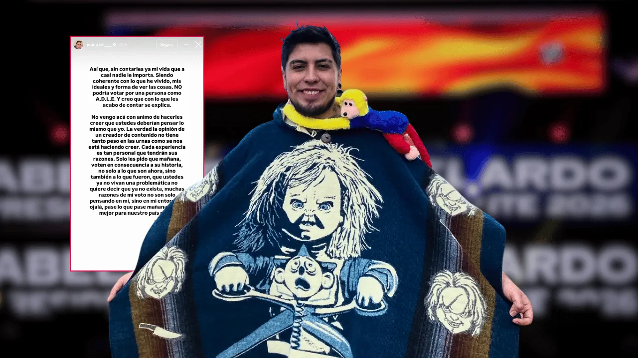 JuanDa explica por qué no votará por Abelardo de la Espriella. JuanDa reapareció en plena crisis personal solo para decir por quién no votará este domingo