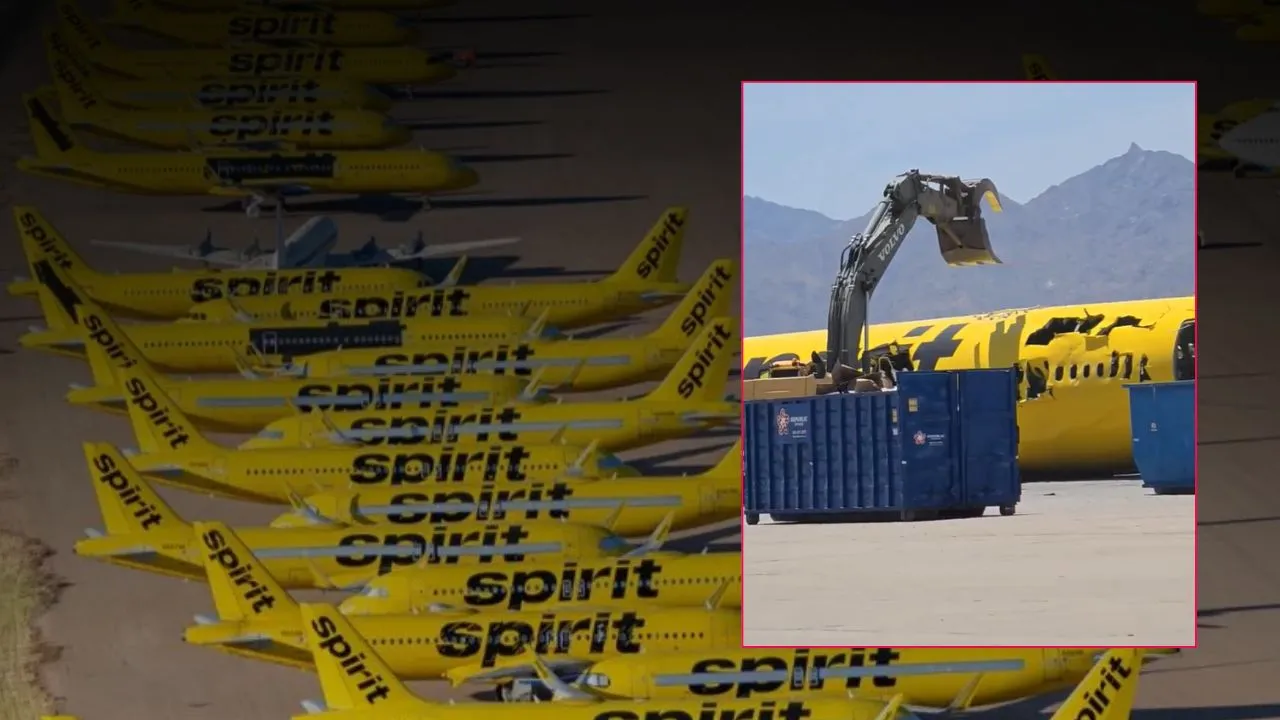 La aerolínea de bajo costo tuvo grandes dificultades económicas Video | Sin piedad: avión de Spirit es destruido y hecho trizas por quiebre de aerolínea