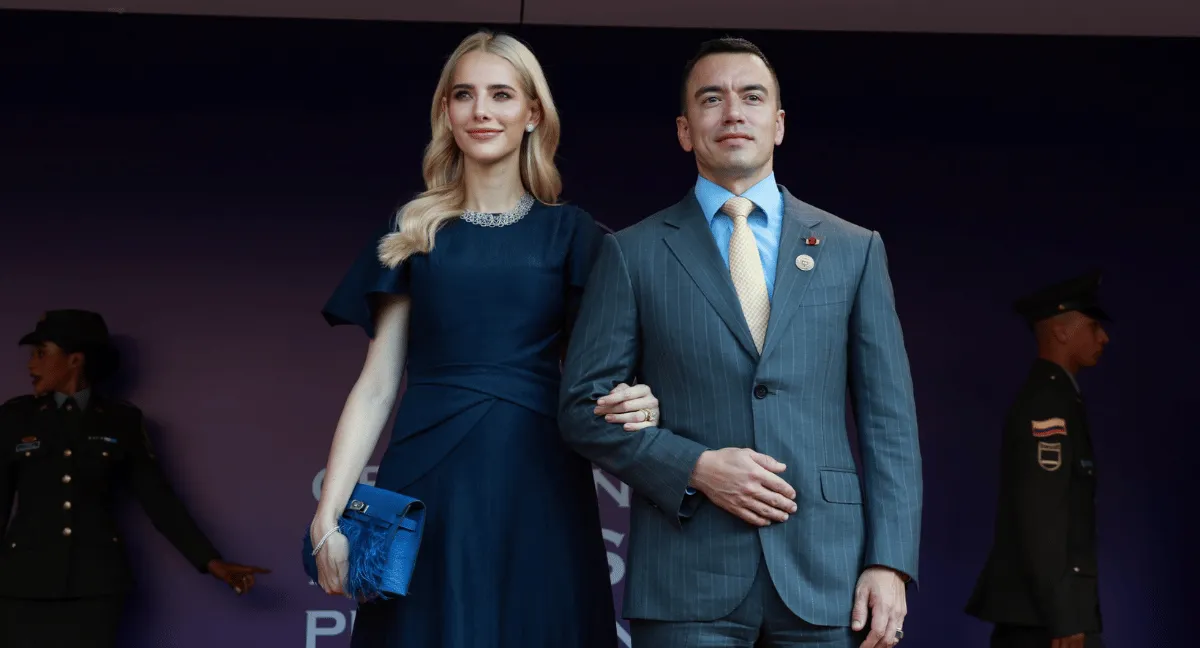 Lavinia Valbonesi, primera dama de Ecuador, junto al presidente, Daniel Noboa. Lavinia Valbonesi rompió el silencio tras la muerte de su hijo Stefano y pidió respeto por su duelo