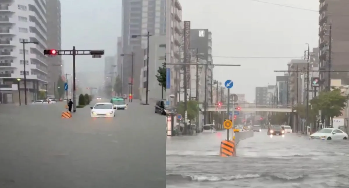 Lluvias récord dejan calles bajo el agua y caos en Nagoya. Videos | Lluvias récord provocan inundaciones y paralizan toda una ciudad en Japón