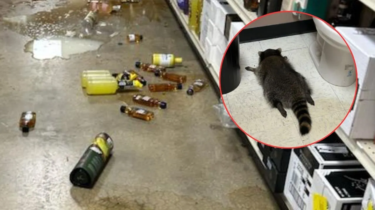 Un mapache protagonizó una curiosa escena al emborracharse en una tienda: de no creer Un mapache protagonizó una curiosa escena al emborracharse en una tienda: de no creer