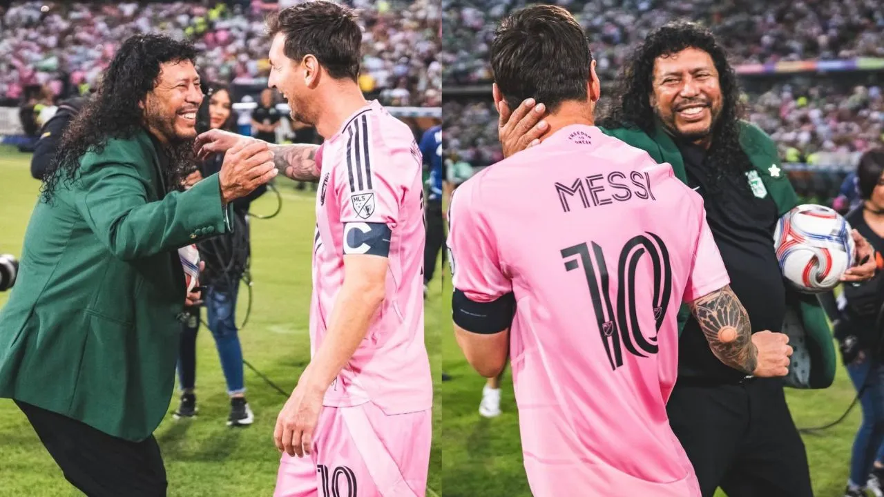 Messi y Higuita se robaron los aplausos. Messi y el 'Loco' Higuita: el encuentro especial que revolucionó a los fanáticos