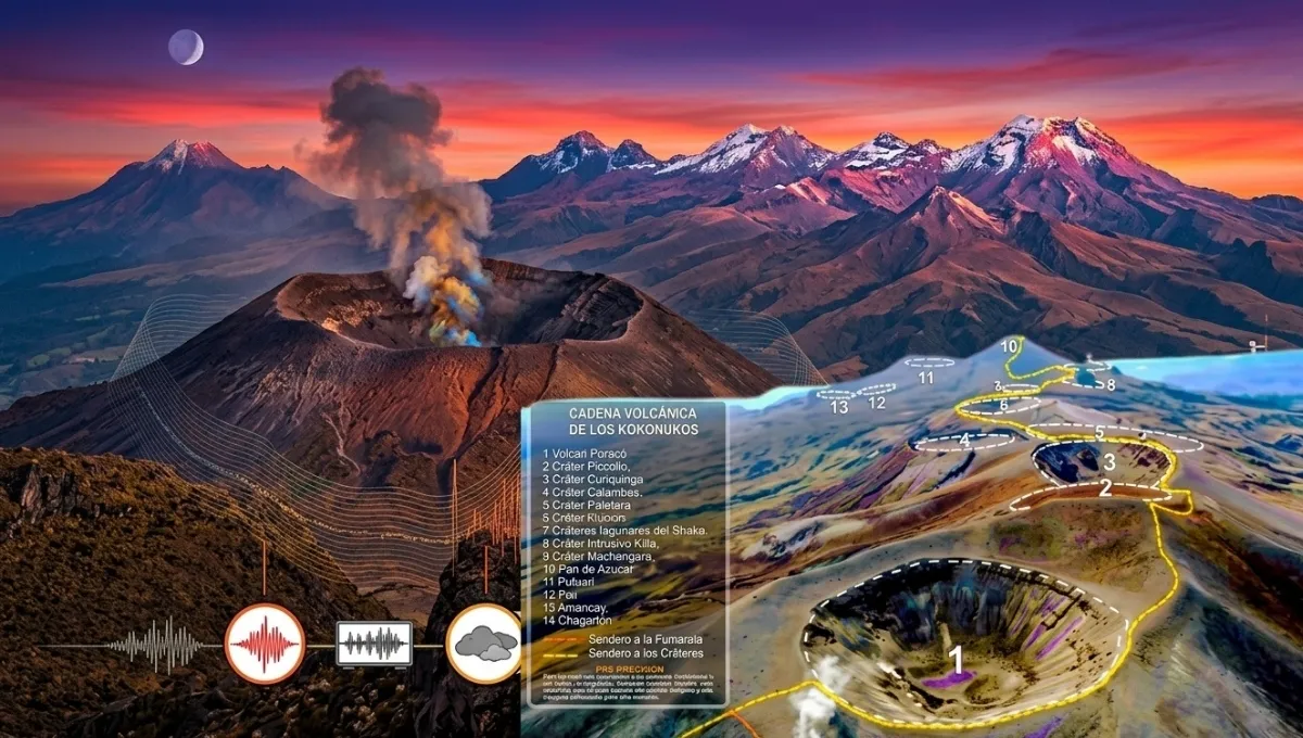 Monitoreo constante en el volcán Puracé y la cadena volcánica Los Coconucos. ¿Cuáles son los volcanes que forman la cadena Los Coconucos y qué riesgo tienen?