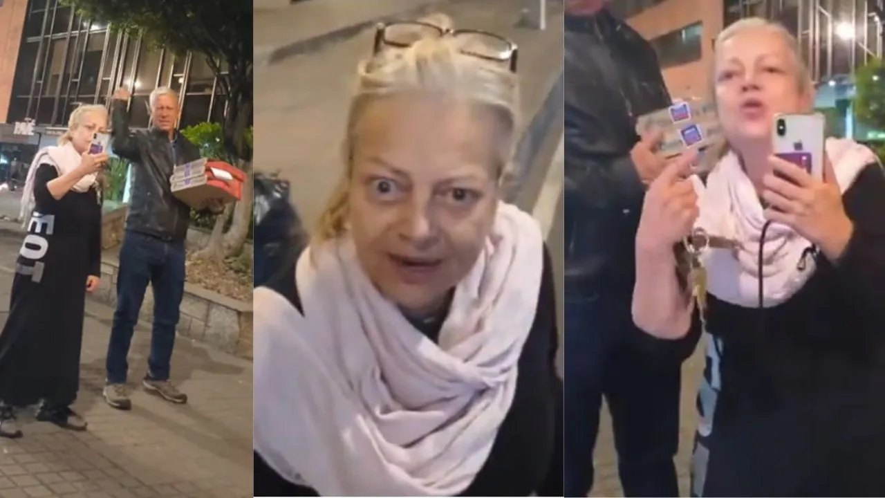 Mujer que se volvió viral por agredir a un domiciliario en Bogotá. La mujer que se viralizó por agredir a un repartidor de pizzas en Bogotá: todo quedó en video