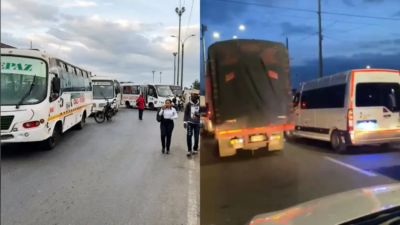 Protestas en Cali Protestas de transportadores generan caos y bloqueos en Cali: estas son las vías afectadas