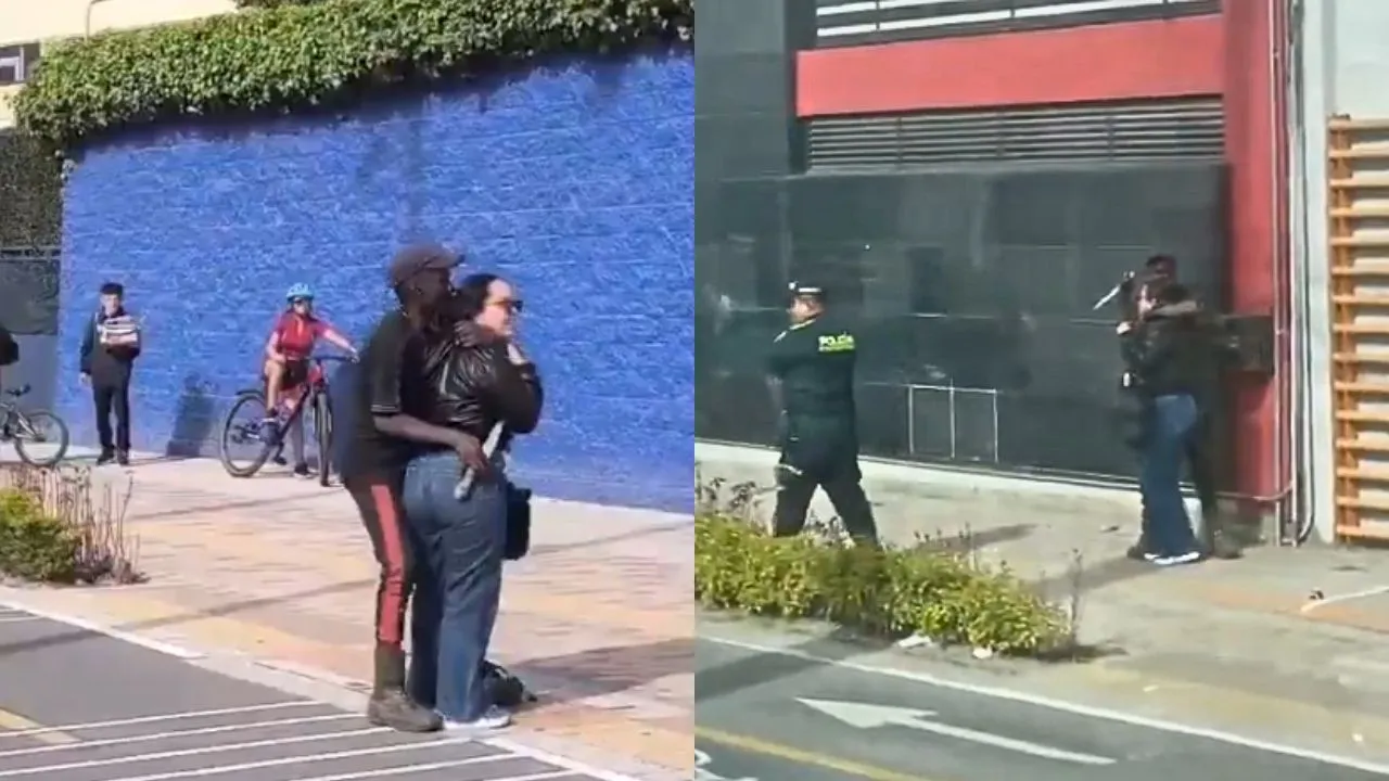 Rehén mujer Bogotá Video | Hombre armado con un cuchillo tomó como rehén a una mujer en plena calle de Bogotá