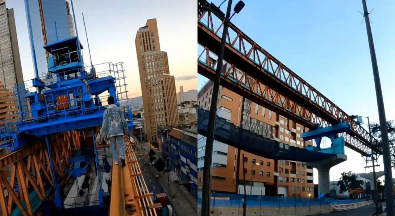 “Spiderman colombiano” camina sobre vigas del metro de Bogotá. Imagen principal