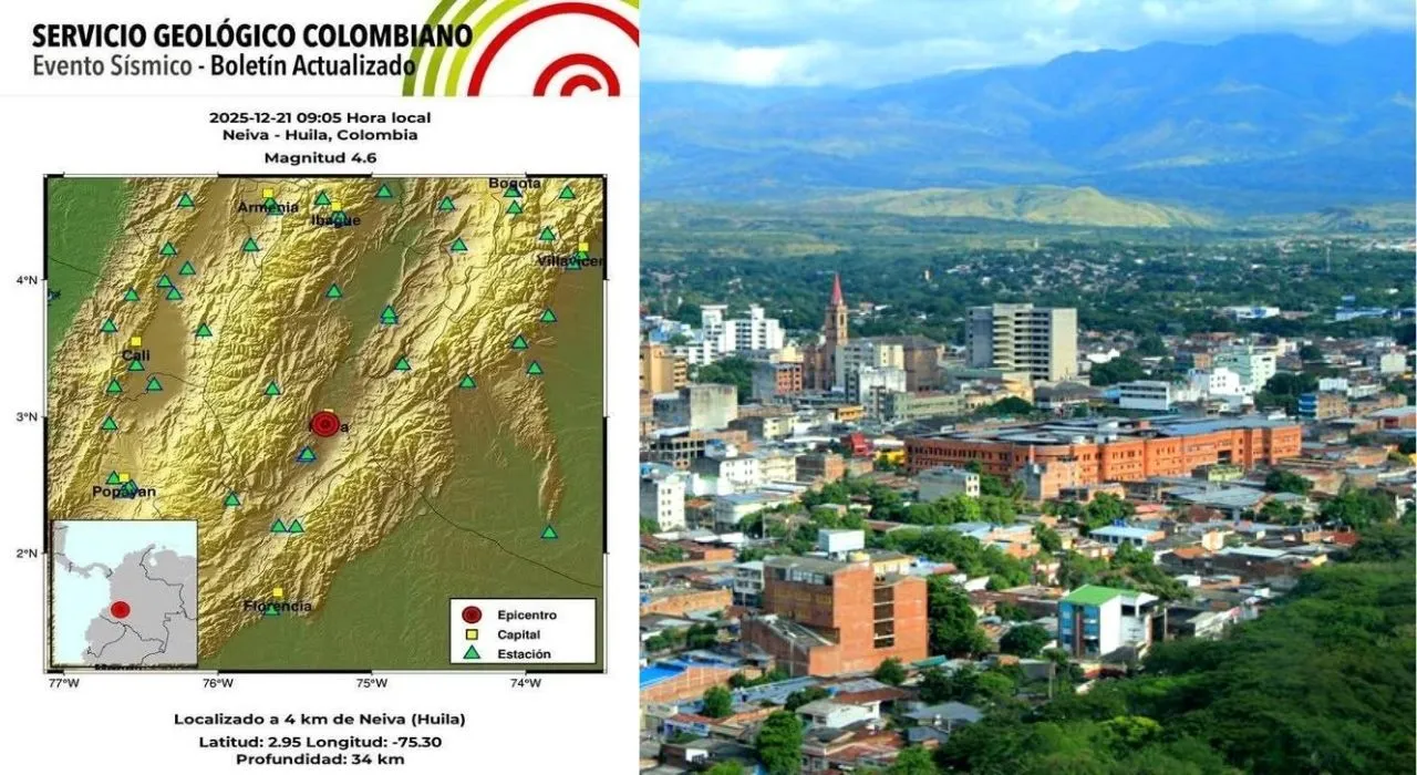 ¿Sintió el temblor? Sismo de este 21 de diciembre con epicentro en Neiva fue percibido en varias ciudades