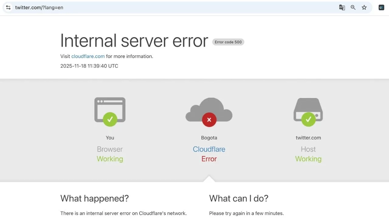 La red social X presenta fallas mundiales por errores de Cloudflare